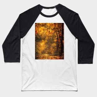 A pond in a forest in autumn Baseball T-Shirt